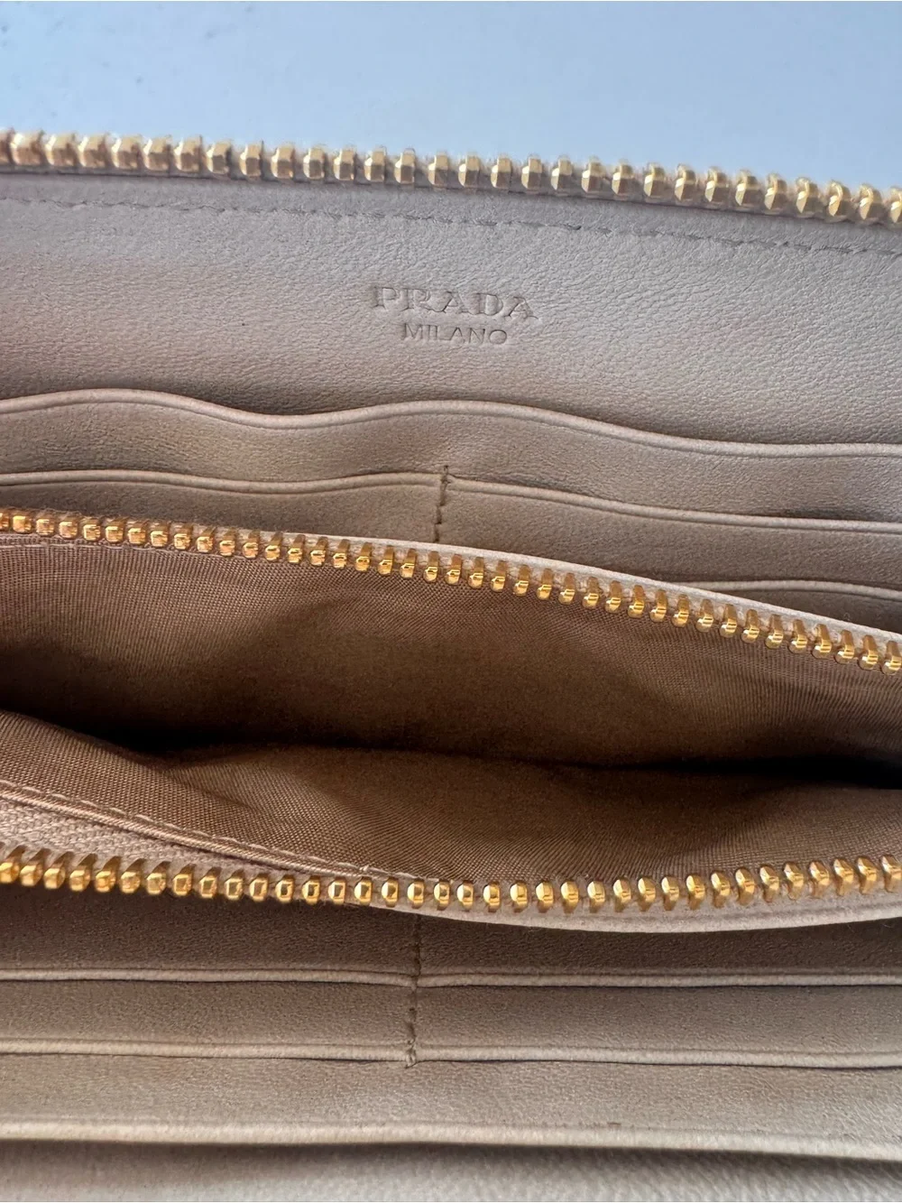 Vintage Prada cream Nappa Gaufre Zip Wallet